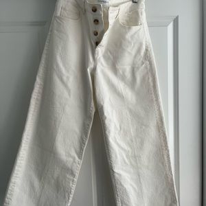 NBW White gaucho jeans with button detail - size 10